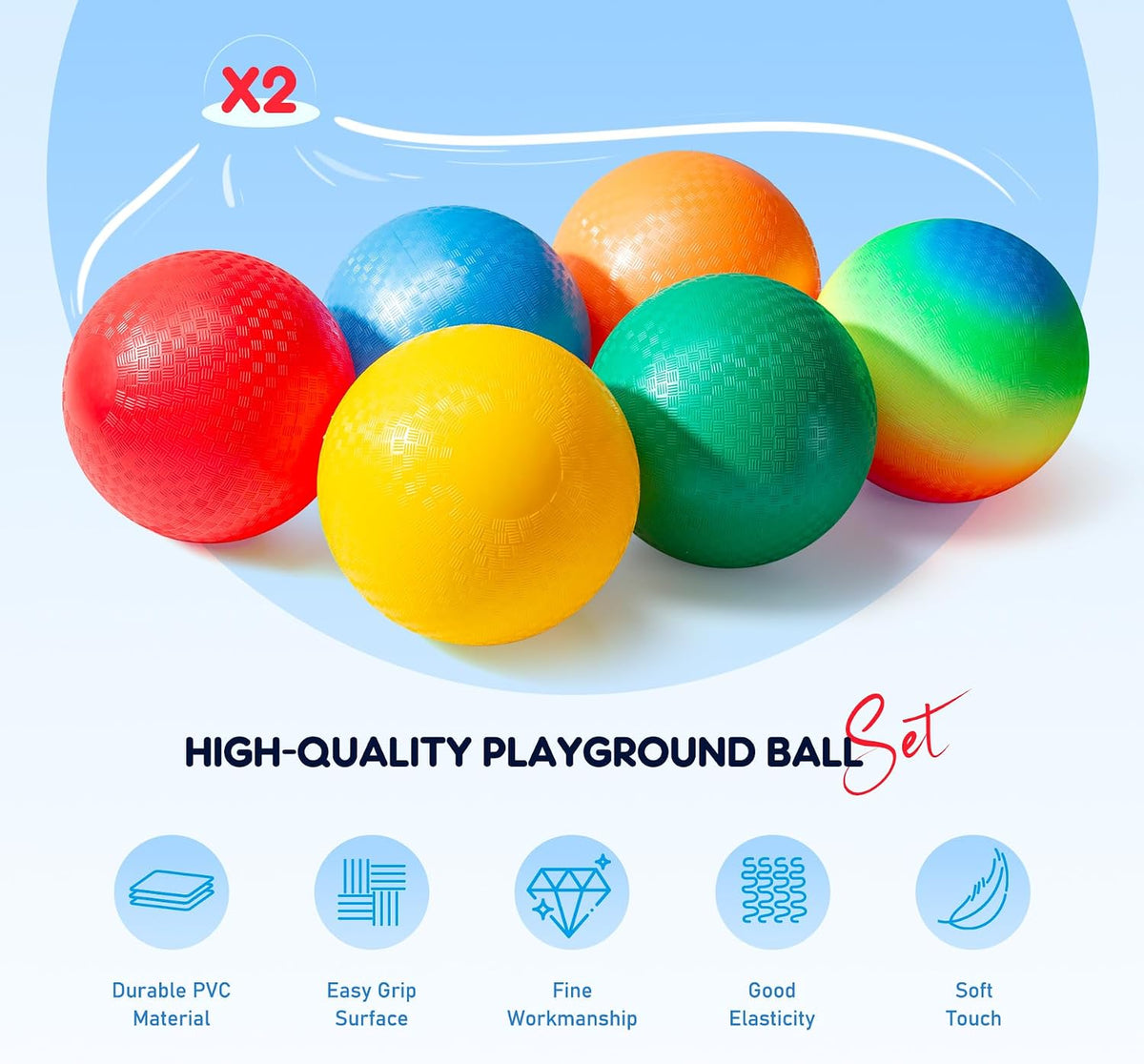 EVERICH TOY Playground Balls Kickball - Multicolor - Rainbow / 12 Pack - image 4