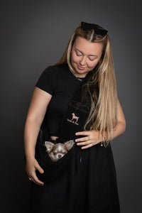 Noah & Paw Dog Sling Carrier for Small Dogs 5-18lb - Black (Denim) / 15.0"L x 6.0"W x 5.5"H - image 3