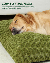 KSIIA Washable Dog Bed Medium Size Dog Crate Bed Plush Pet Mat - Green / 35.0"L x 23.0"W x 3.5"Th - image 2
