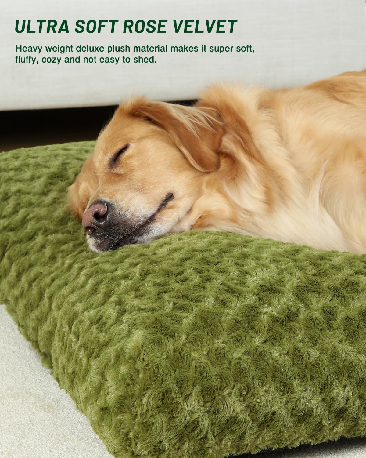 KSIIA Washable Dog Bed Medium Size Dog Crate Bed Plush Pet Mat - Green / 35.0"L x 23.0"W x 3.5"Th - image 2