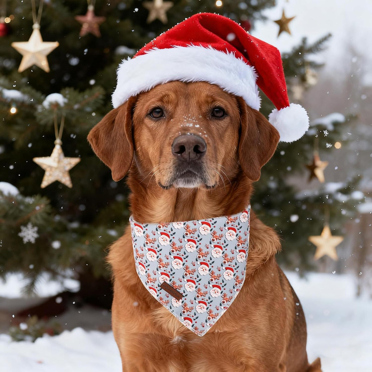 Dog Bandanas 1PC Washable Cotton Triangle Dog Scarfs for Small Medium - Large / Elk Old Man - image 4