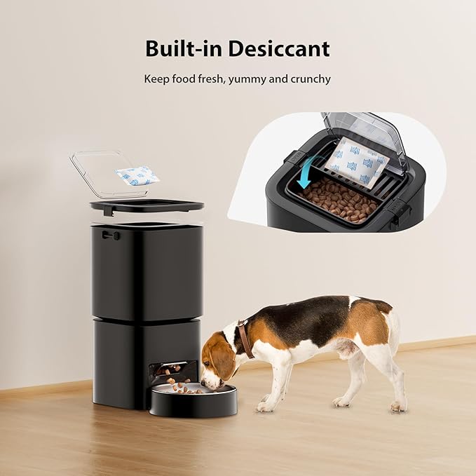 Automatic Cat Feeder, 5L/21 Cup Timed Automatic Pet Feeder, Dual Power Auto Dog Feeders, Pet Dry Food Dispenser for Cats & Small Dogs, 1-10 Meal Programmable 1-15 Portion Control Cat Feeder(Not WiFi)