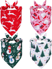 PUPTECK Dog Cooling Bandanas 4pcs Outfit - Red/Green/White / Large (24"x17"x17")