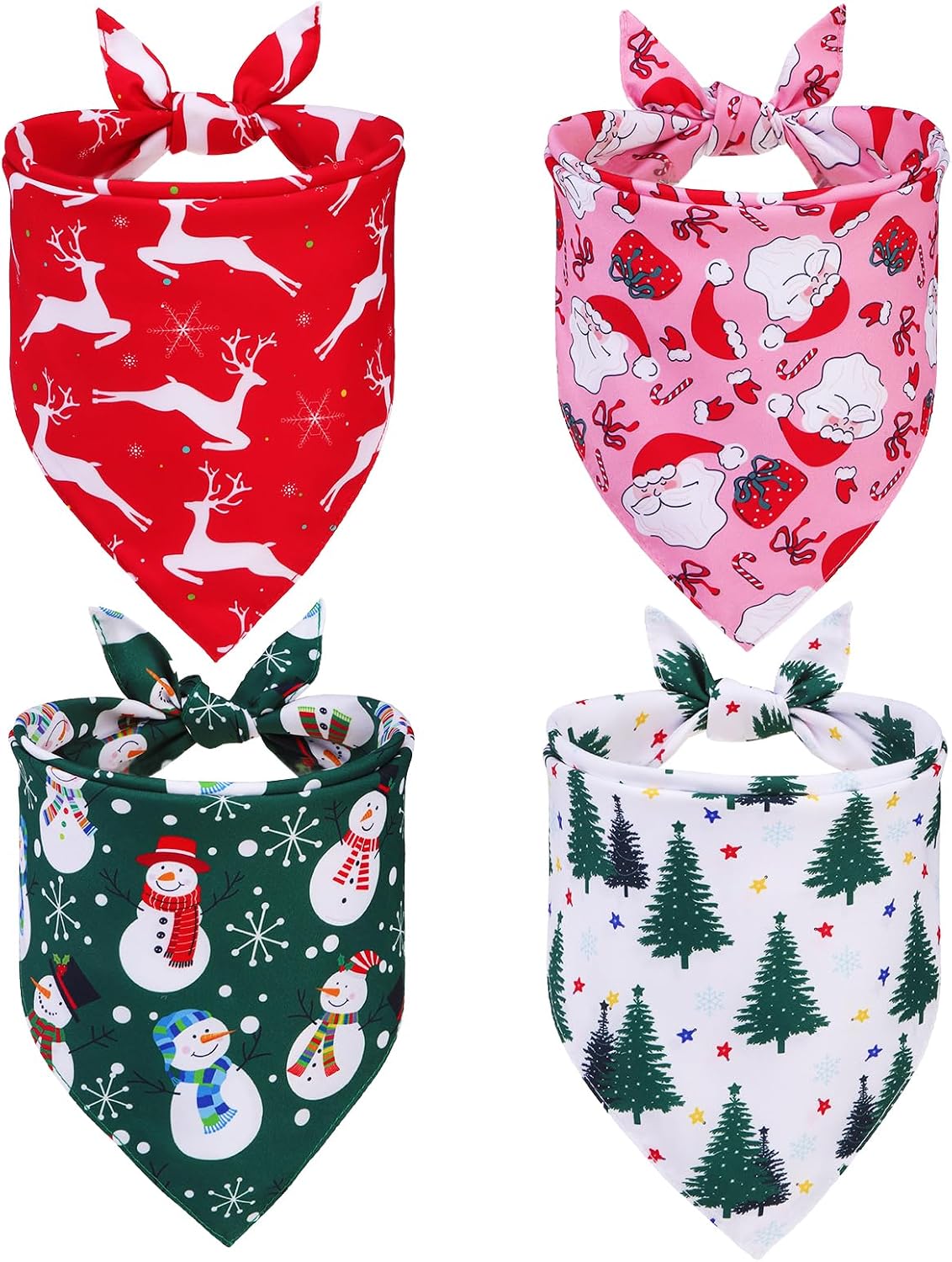 PUPTECK Dog Cooling Bandanas 4pcs Outfit - Red/Green/White / Large (24"x17"x17")