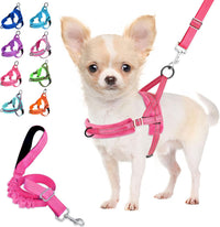 Lukovee Small Dog Harness and Leash Set, No Pull Soft Padded, XS - B-pink / M ( Chest 19.7'' ~ 29.1'')
