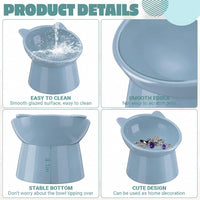 Zhehao 2 Pcs Elevated Cat Bowl Set, Tilted 15° - Cat Ears / Light Green, Blue - image 3
