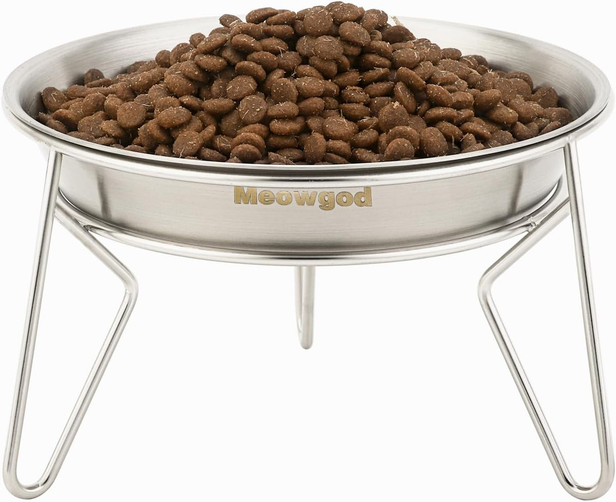Elevated Cat Bowls,6.7" Extra Wide Raised Stainless Steel Cat Food Bowls with Anti-Slip Metal Stand - 1 bowl with stand