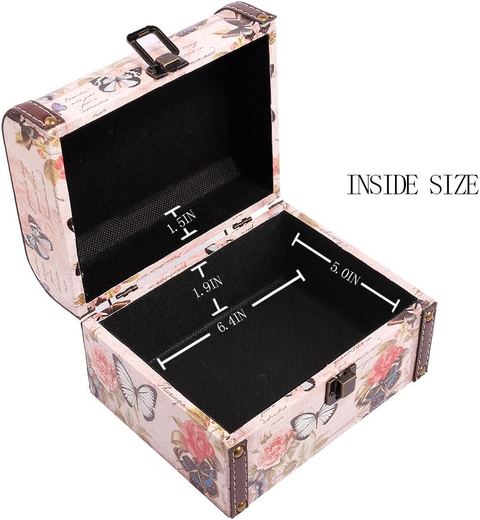 WaaHome Treasure Box 7.1'' British Flag Decorative Wooden Jewelry - Buttefly - image 4