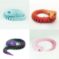 24in 3D Printed Snake Toys, Flexible 3D Printed Animal - Pink / 12in - image 2