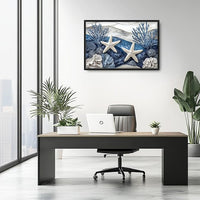 Large Starfish Nautical Wall Art for Living Room, Ocean Canvas Oversized Wall Decor, Sea Animal Modern Framed Pictures Painting Print Artwork for Bedroom Office 36"L x 24"W