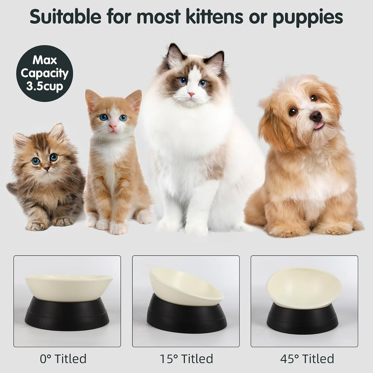 Bulldog Bowl Anti-Slip Dog Cat Dish Detachable Rubber Dog Bowl Pet - Black / 3.5 Cup ( Medium/Large Dog ) - image 2