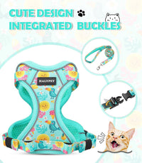 Cat Harness and Leash Set[MAX Safety 4th-Gen] Cute Escape Proof Vest - H603 Pro Green Tropics / Medium (13-18lb) - image 3