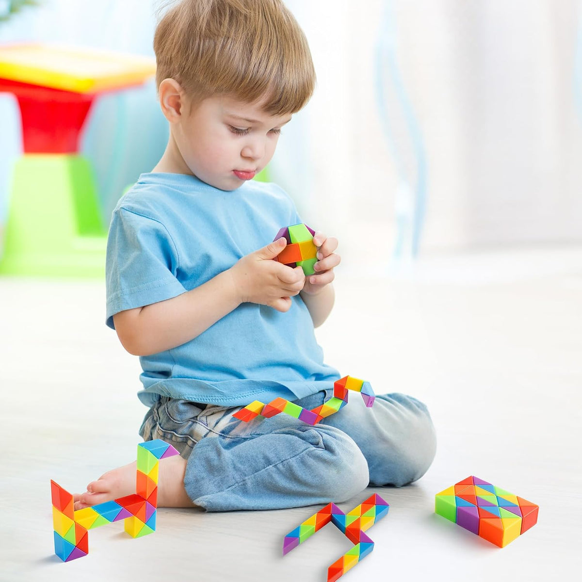 Yeetec rainbow snake cube fidget toys twisted into different shapes - view 7