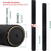 Cat Scratching Post Replacement Pole - M8*2poles / 40 cm / 15.71 in Black - image 2