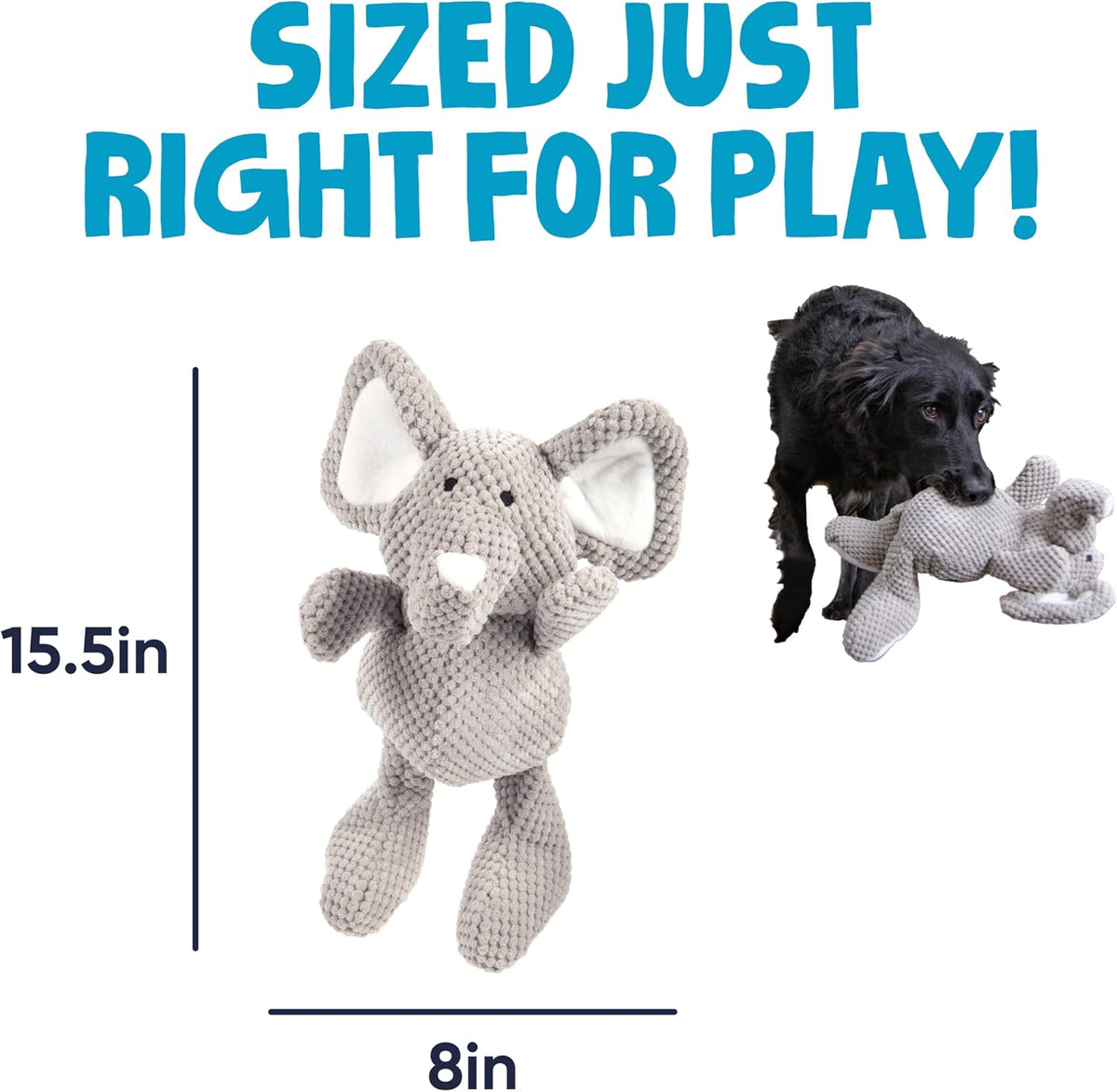 goDog Checkers Elephant Tough Plush Toy with Chew Guard Technology - Checkers - Elephant (Gray) / Large - image 3
