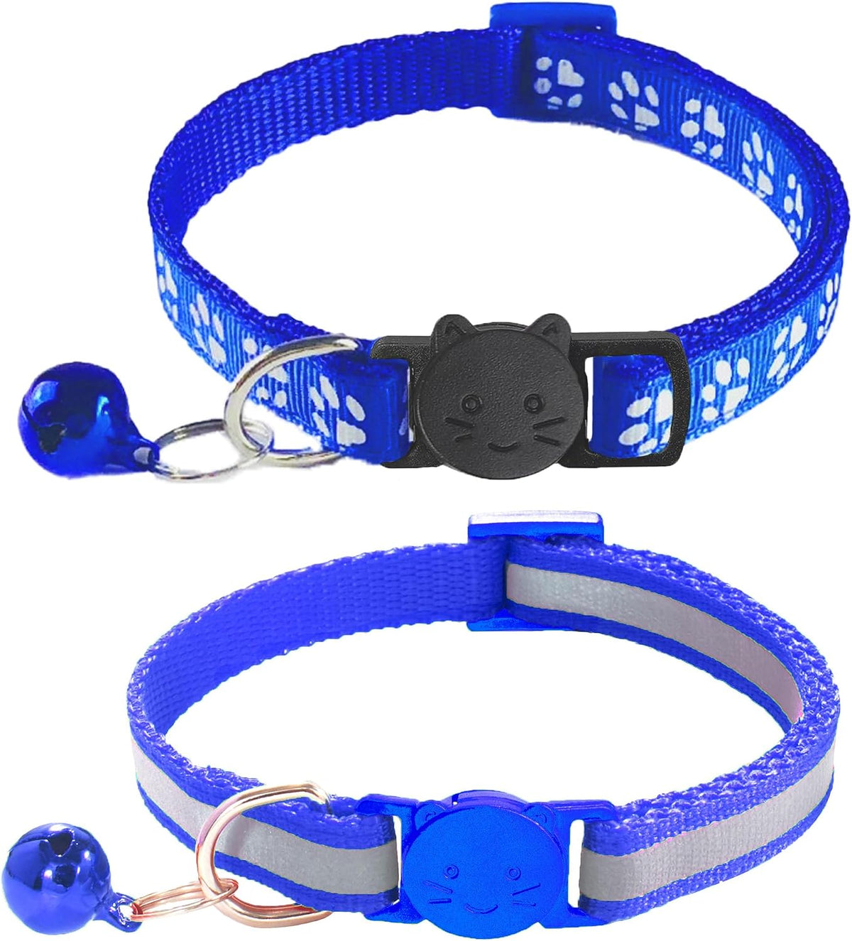 2 Pack Breakaway Cat Collars with Bells - Navy Blue