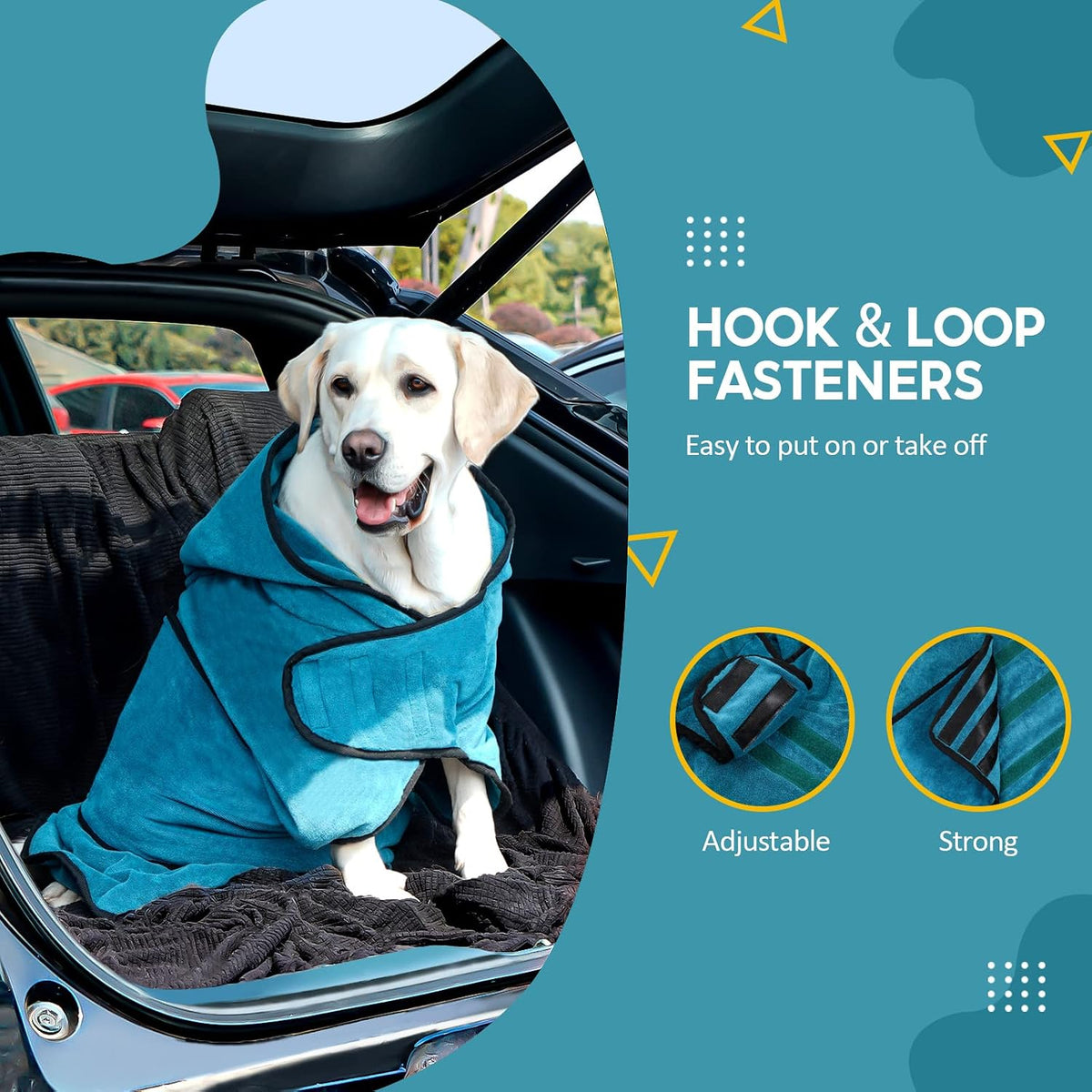 Avont Dog Bathrobe – Super Absorbent Quick-Dry Microfiber Hooded Robe – Essentials for Dogs - Blue / Small - image 3