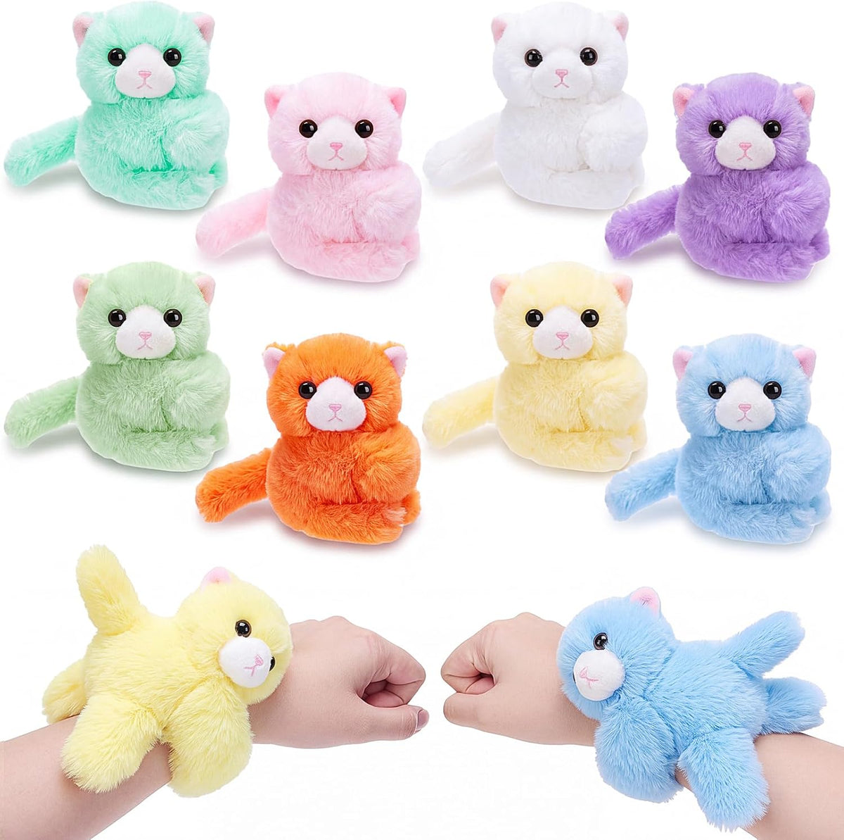 Liliful 8 Pack Kids Plush Gifts Stuffed Animal Slap Bracelets - Cat