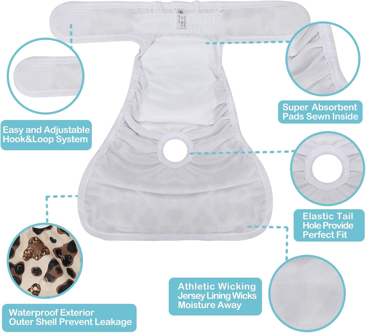 Avont 3 Pack Reusable Dog Diapers - Leopard Print / XL - image 4