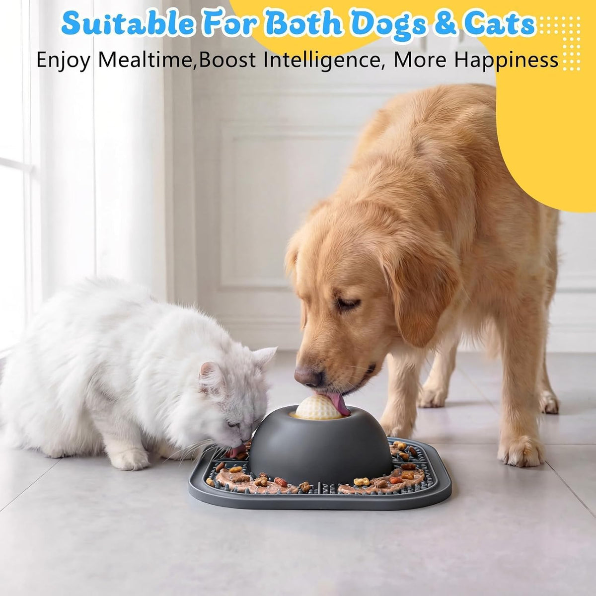 Slow Feeder Dog Bowls & Lick Mat for Liquid and Thick Treat - Medium / Gray - image 4