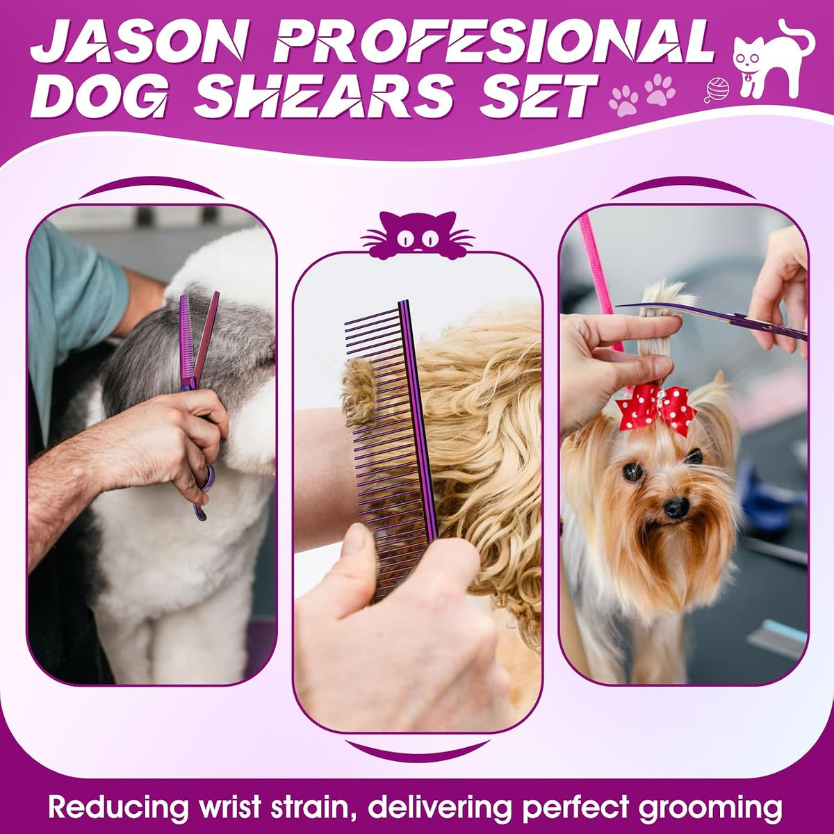 JASON Dog Grooming Scissors Set - Purple - image 3