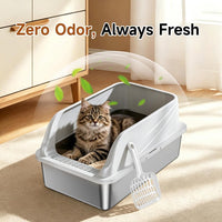 Stainless Steel Cat Litter Box with Lid - Light Gray / XL / 1 - image 3