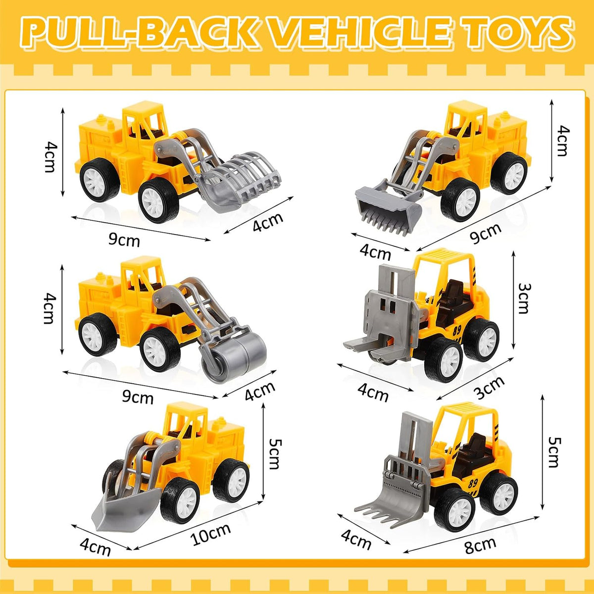 Sosation 72-piece mini construction party favor trucks with cranes, forklifts and excavators - view 14