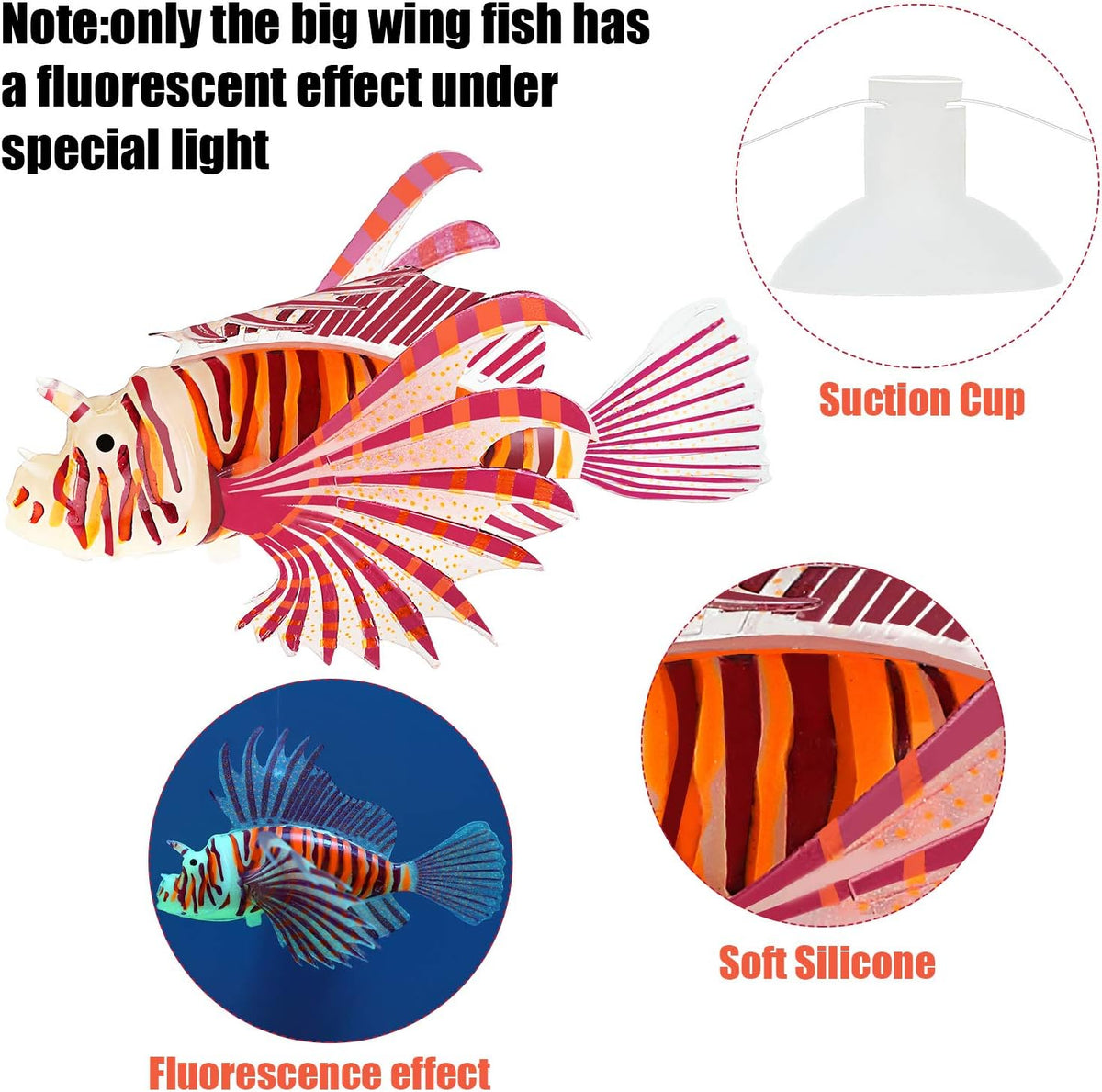 Weewooday 7-piece artificial fish aquarium decor set with glowing effect - view 2