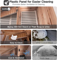 Guinea Pig Cages with Anti Chewing Edges and Cool Zinc Plate, Indoor Rabbit Hutch with Hideout and PVC Platform, Elevated Legs Hamster Cage 36.6" L (Nature)