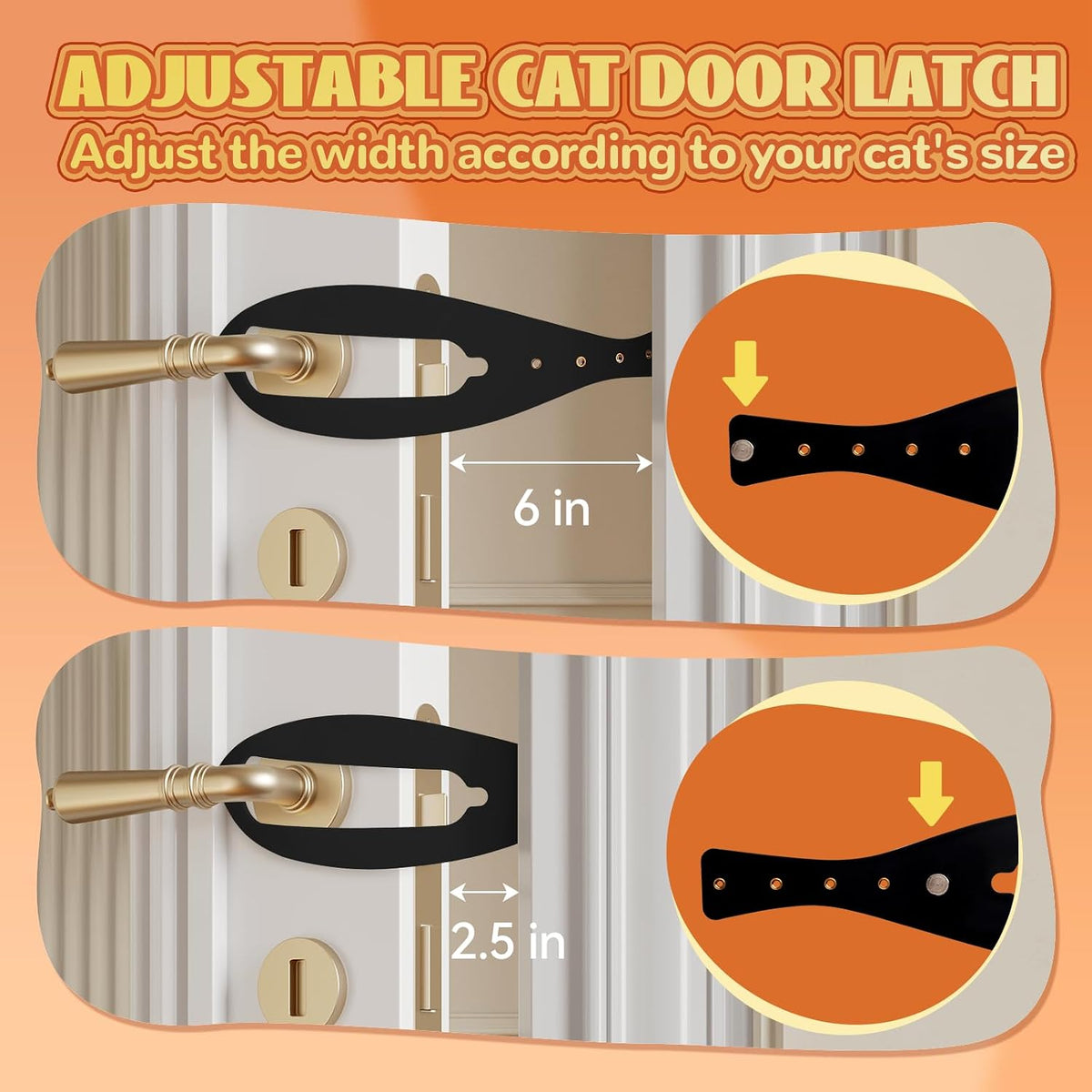 TGIOW Cat Door Latch, Cat Door Stopper Keep Open 2.5-6", White - 4pcs-black - image 3