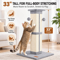 Cat Scratching Post 33 Inch for Indoor Cats - Grey - image 2