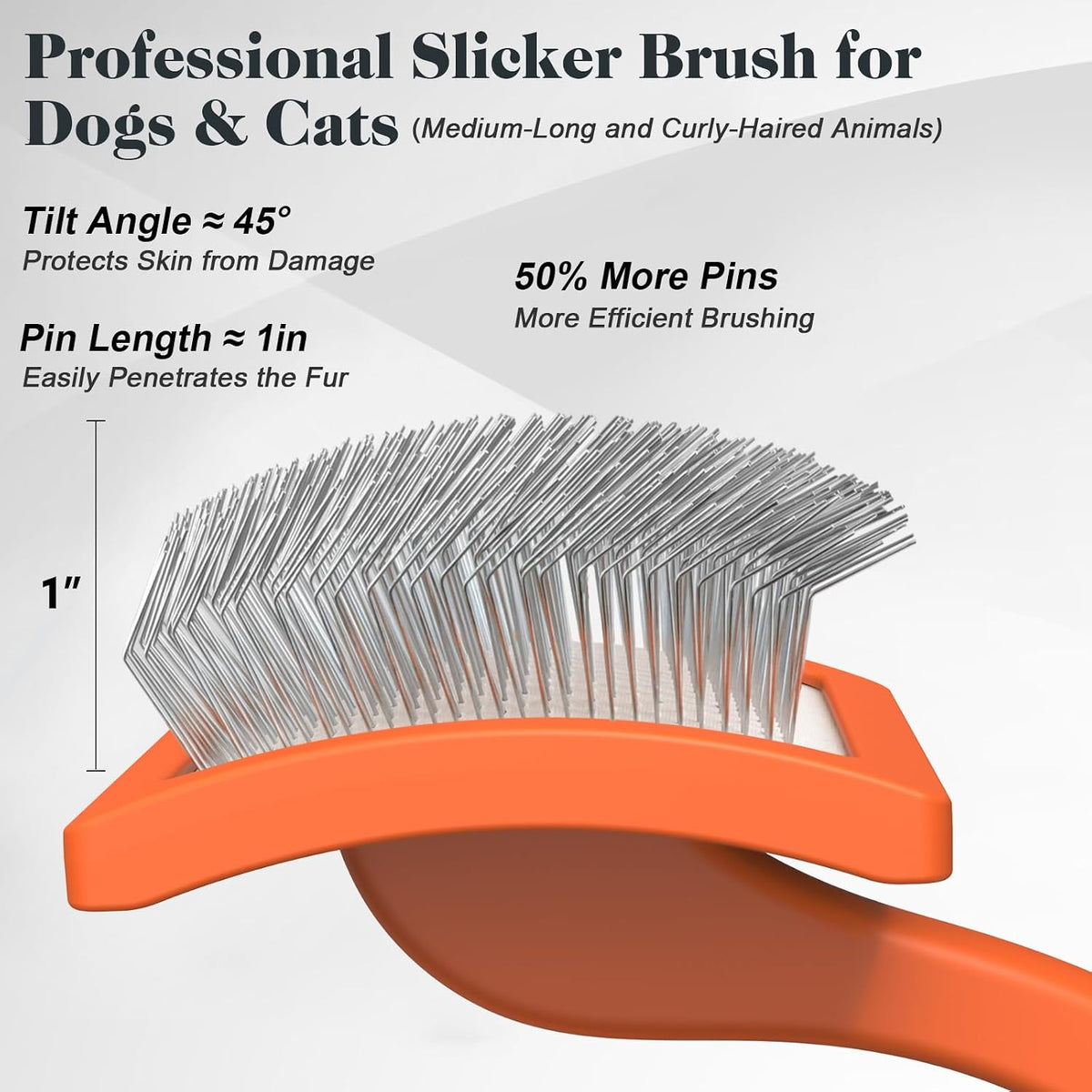 2PCS Slicker Brush for Dogs & Pet Comb - Orange / Large - image 3