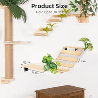 Meowoou Cat Bridge Wall Mounted, Rope Bridge for Climbing, Ladder for Indoor Cats, Cat Wall Furniture for Sleeping, Large Cats Steps Bed and Perches