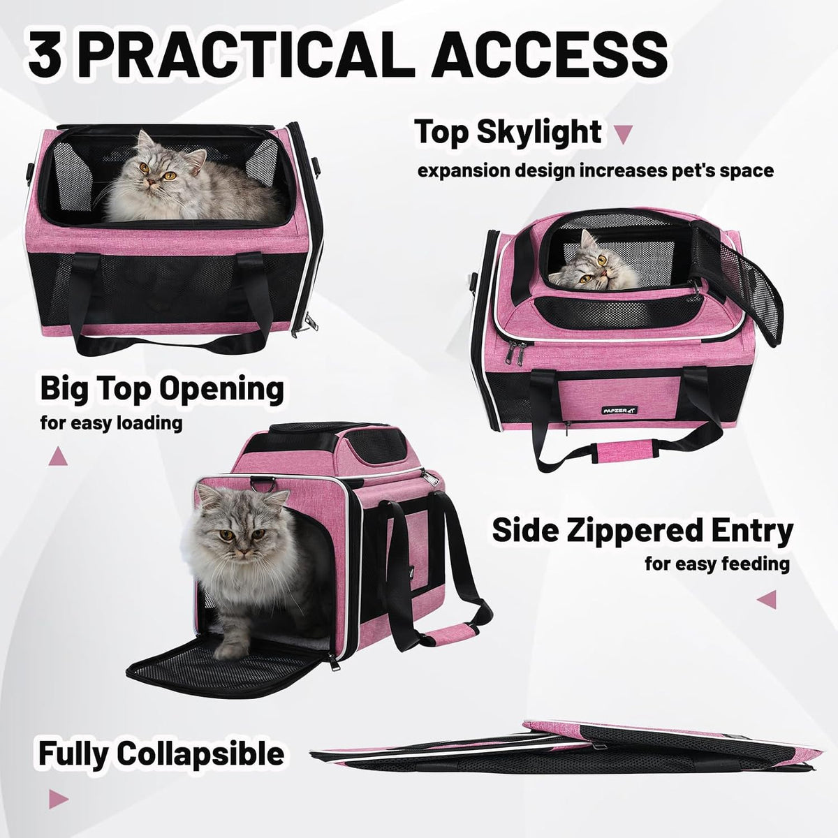 Cat Carrier Top-Expandable 18x11x11 - Pink - image 4