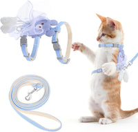 TIESOME Cat Harness and Leash Set - Ribbon Bear Blue