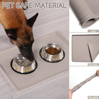 MateeyLife Silicone Cat & Dog Food Mat for Floors Waterproof - Taupe / 22"L x 14"W - image 3