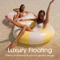 FUNBOY Giant 46" Vintage Green Stripe Pool Tube Float with Cup Holder – Fun for Kids & Family - Yellow / 46" - image 2