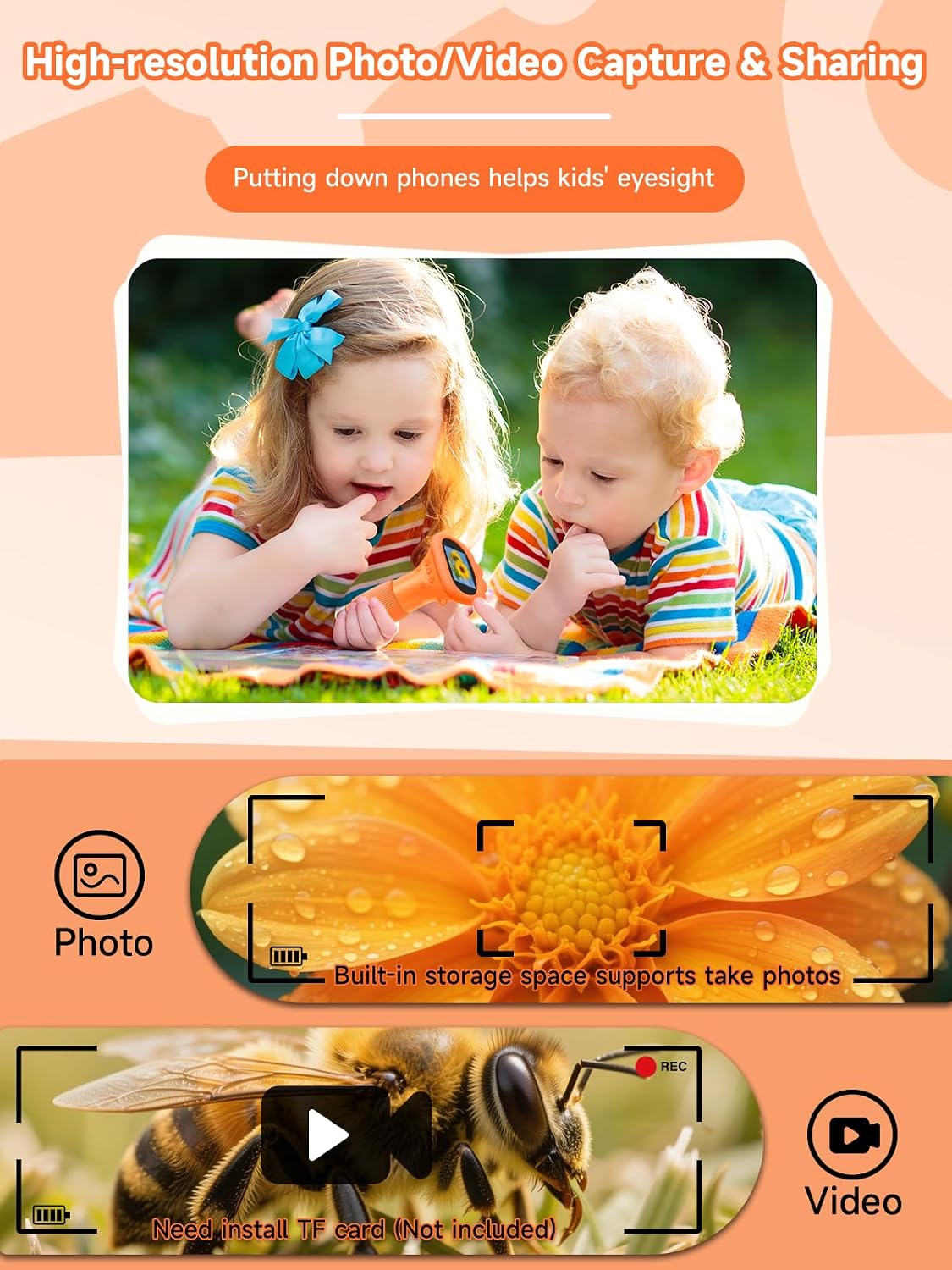 Microscope for Kids 1000X Handheld Digital Miniscope Stem Toys Gifts – Fun for Kids & Family - Orange - image 4