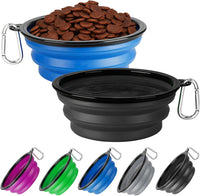 Collapsible Dog Bowl for Travel - Large / Blue+Black