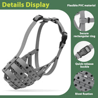 Pitbull Dog Muzzle for Large Medium Dogs Prevent Biting Scavenging – Essentials for Dogs - Grey / M [Snout Cir: 9.75"-11"] - image 2