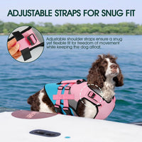 Kuoser Dog Life Jacket with Rescue Handle - Large (Chest Girth:22.8-29.5'') / Pink & Aqua Blue - image 4