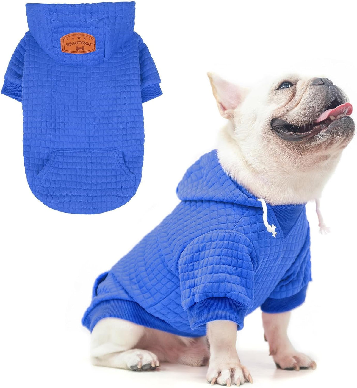 Small Dog Hoodie,Warm Winter Dog Sweater with Pocket & Leash Hole – Essentials for Dogs - Blue / M/L (Back: 18",Chest: 25", Neck: 15")