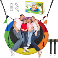PACEARTH 40 Inch Saucer Tree Swing Flying 600lb Weight Capacity 2 - Rainbowcolor / 60 IN
