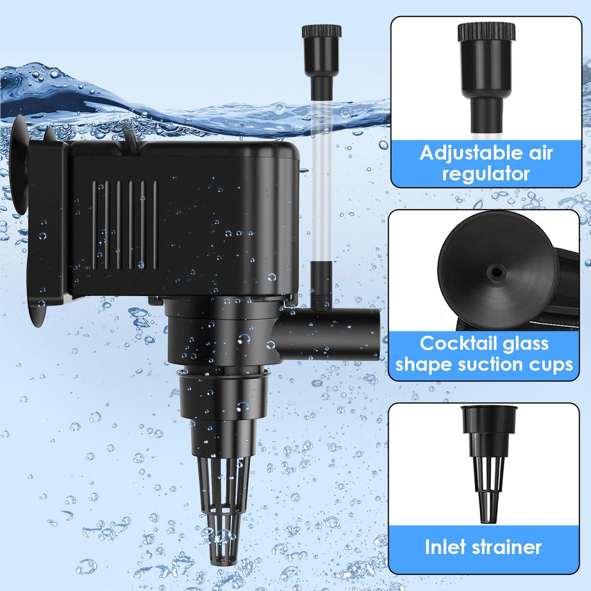AquaMiracle Aquarium Powerhead Pump Circulating Water Pump 265 GPH - For 60-80 Gal Aquarium - image 4