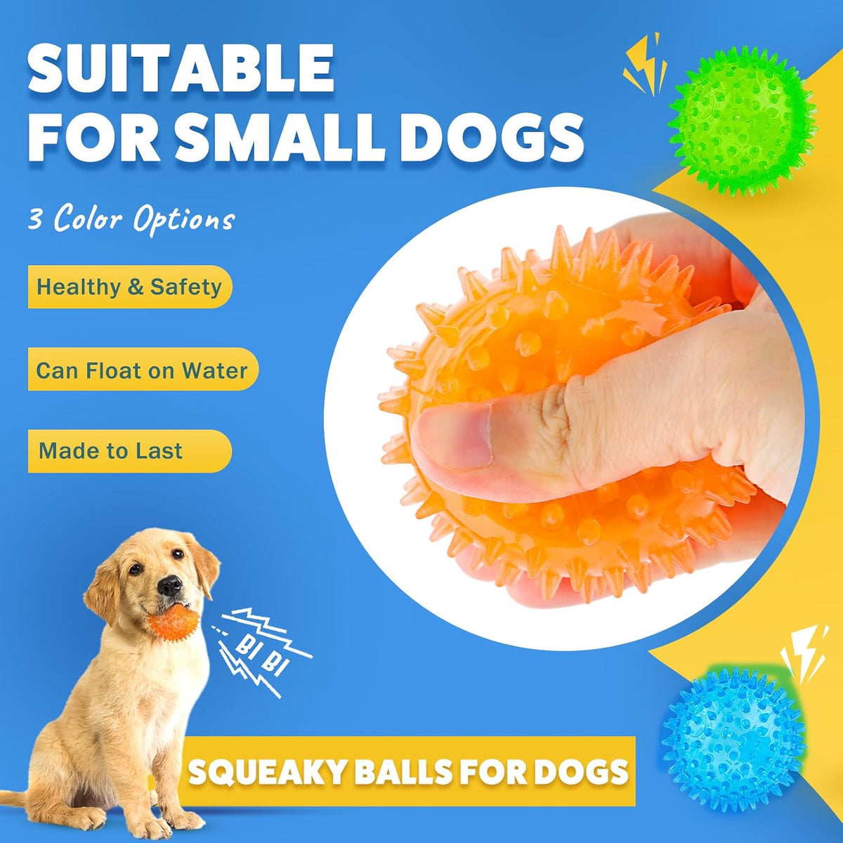 PUPTILY 2 Different Functions Interactive Ball for Dogs 2.5” Squeaky - 12 dog balls - image 3