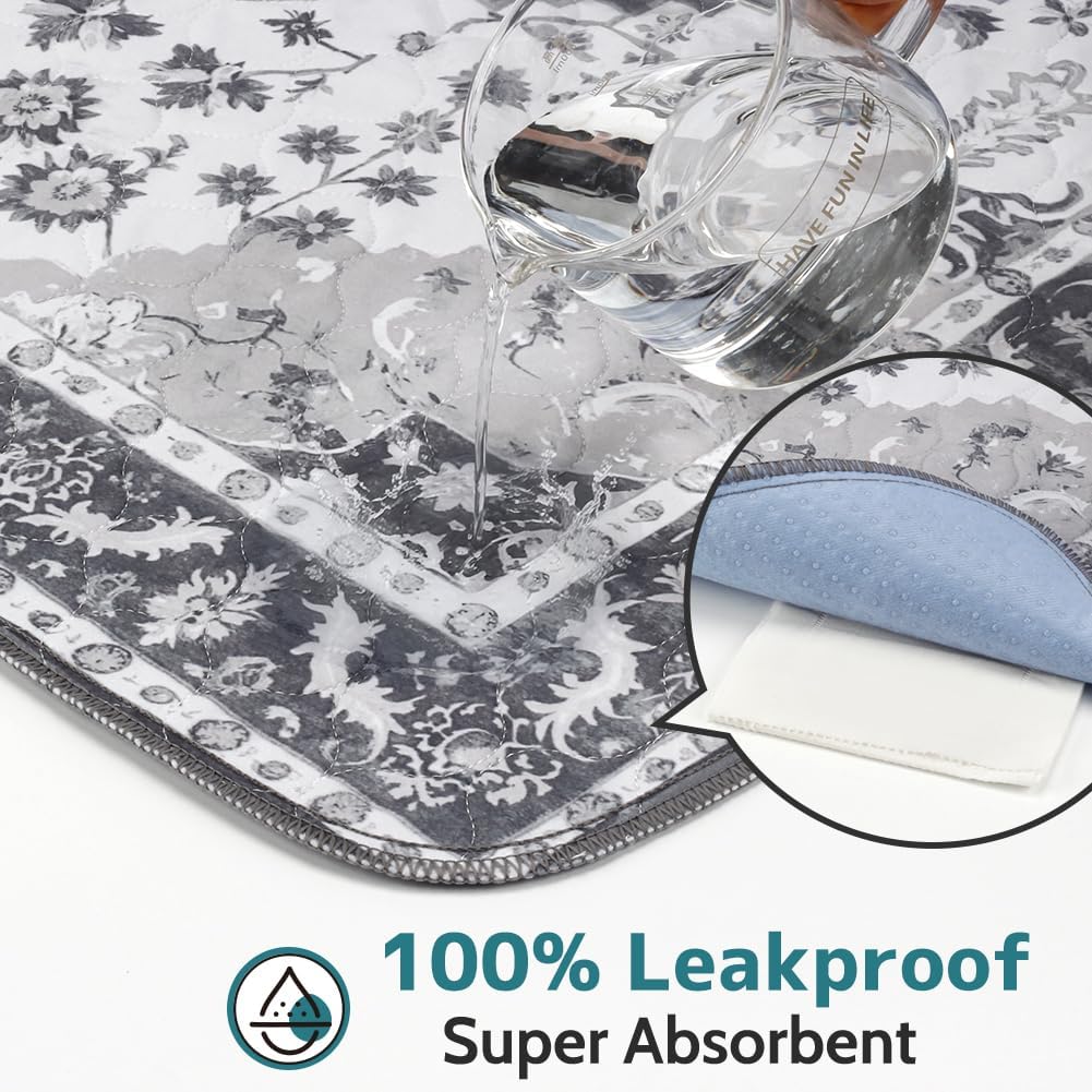 Washable Pee Pads for Dogs, Non-Slip Potty Pads - Grey Medallion / 24"x18" (Pack of 2) - image 4