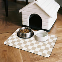 CooRug Checkered Dog Food Mat, Pet Feeding Mat 20" L x 12" W - Beige / 20"L x 12"W - image 2