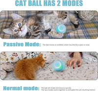 Power Ball 2.0 - Interactive Smart Cat Toy, Automatic Rolling Ball for Indoor Cats, USB Charged (Blue)