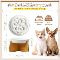 Melamine Cat Slow Feeder Bowl Set - White / 1 PACK - with Stand - image 2