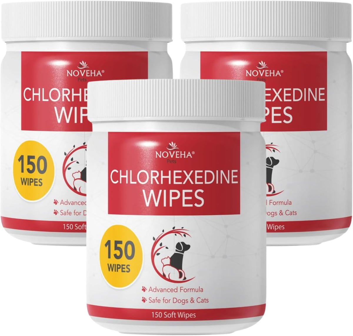 NOVEHA Pet Wipes, Formulated Pet Wipes - 450 Topical Wipes